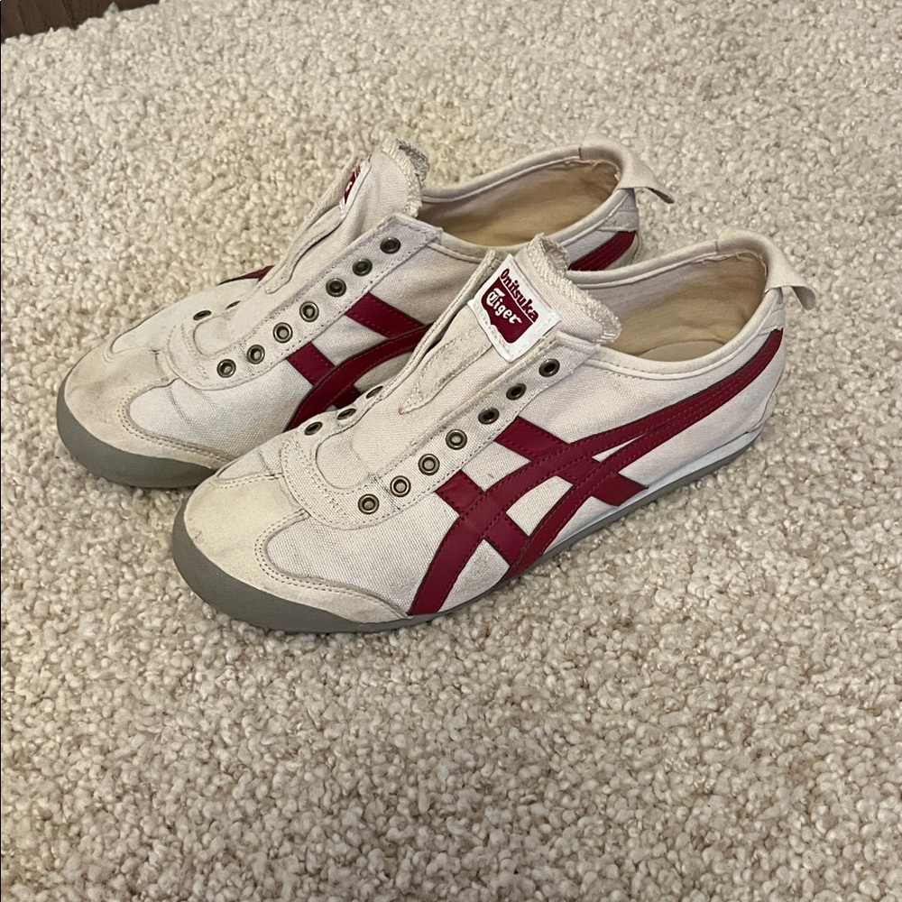 Onitsuka Tiger by Asics Gray and Red Sneakers